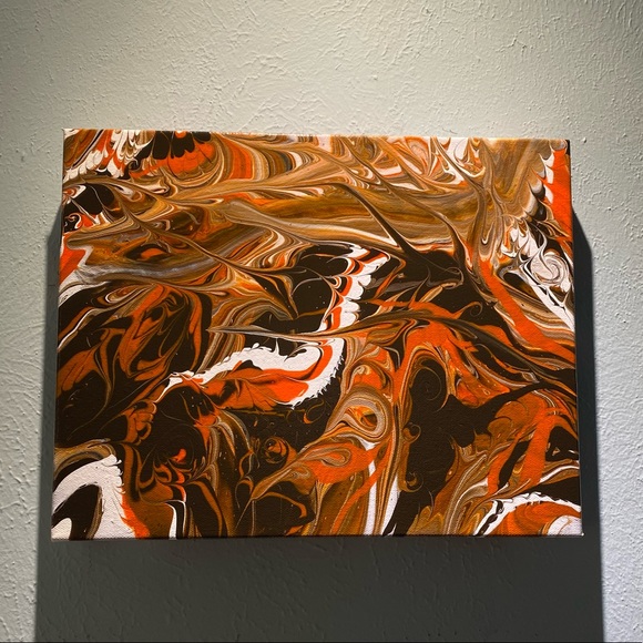 ❌SOLD Hand painted 11x14 abstract acrylic fluid pour art canvas painting brown - Picture 4 of 14